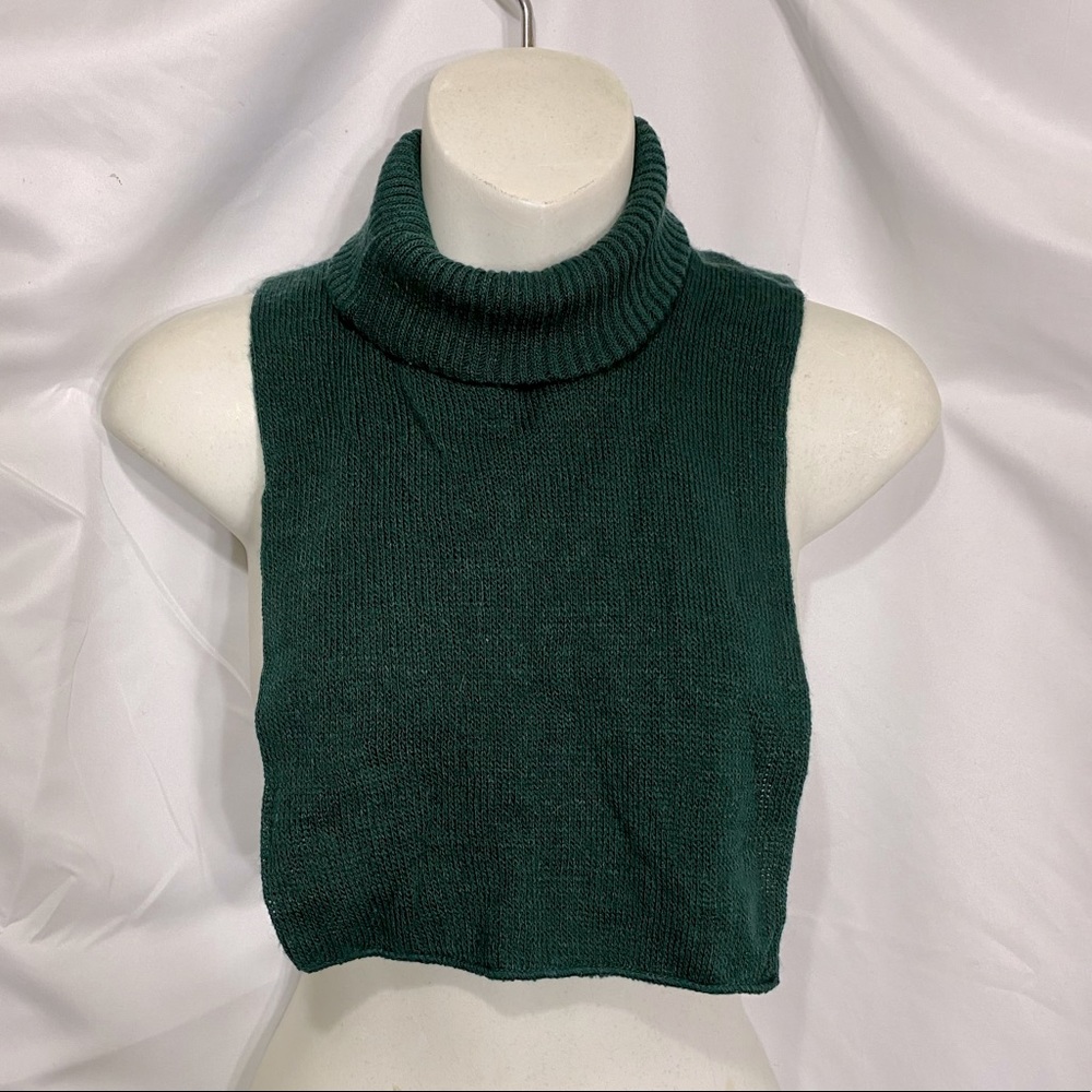 Vintage dickie sweater gaiter green neck warmer mock turtleneck knit O/S